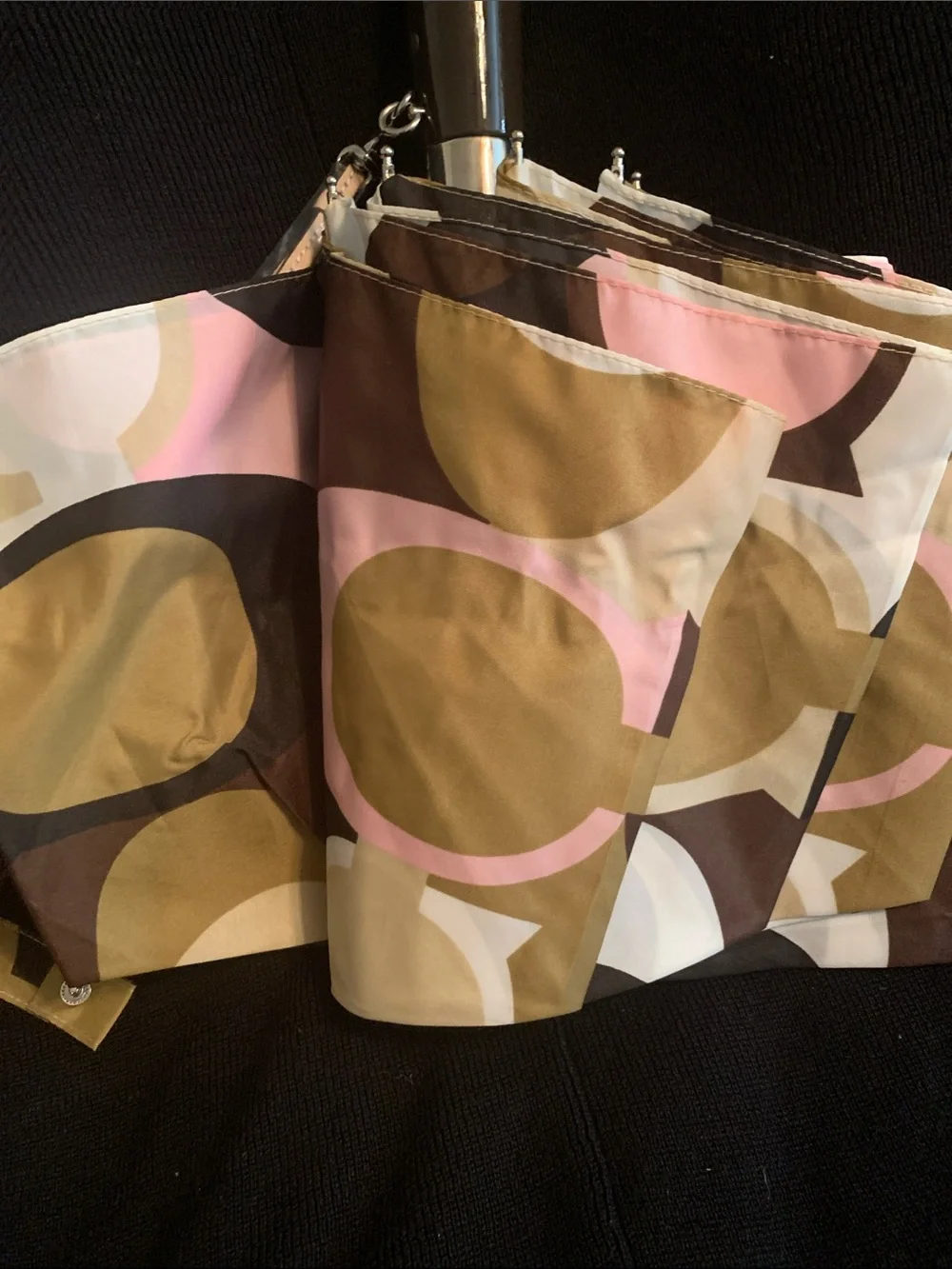 Coach Compact Umbrella - Pink, Brown & Cream Pattern
